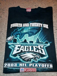 Vintage Y2k 2000s Philadelphia Eagles 4th & 26th Tee Shirt Playoffs NFL Medium  - Picture 1 of 5
