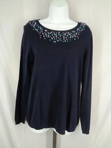 Talbots Sweater Size Small Knot Detail Navy Blue New - Picture 1 of 7