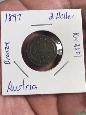 Austria, 2 Heller, 1897, KM2801 - Image 1 of 3