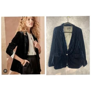 Banana Republic Women Velvet Navy Blue Office Career Blazer Size 10 - Picture 1 of 8