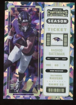 Rashon Bateman 2022 Contenders Season Ticket Cracked Ice Serial #d 18/21 Ravens - Image 1 of 2