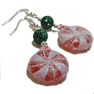 Adorable Christmas Candy Acrylic Bead Earrings By SoniaMcD - Picture 1 of 13