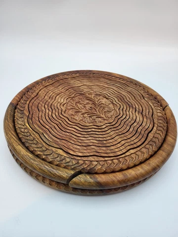 Collapsible Wooden Bowl Basket 1 Compartment  A-3 Cover