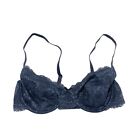 Dorina Lianne Underwired Non Padded Bra Size 34 B Blue Floral Lace Overlay