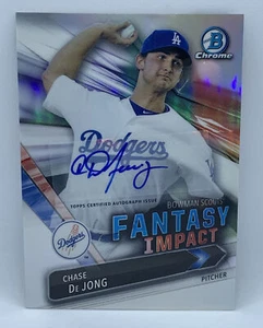 2015 Bowman Chrome Chase De Jong Dodgers Fantasy Impact SP Refractor Auto 19/50 - Picture 1 of 3