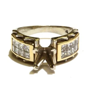 Anillo de compromiso invisible diamante semi montura 0,96 quilates oro blanco amarillo 18k 5,1 g - Imagen 1 de 8