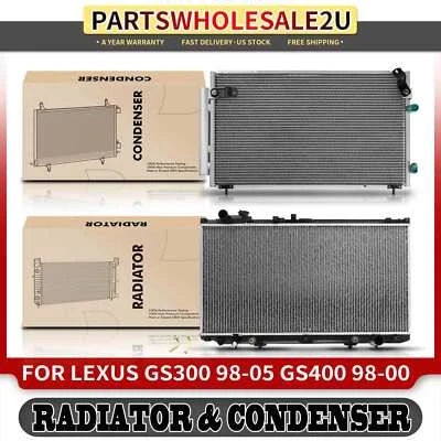 2x Radiator & AC Condenser Cooling Kit for Lexus GS300 1998-2005 GS400 1998-2000 - Image 1 of 4