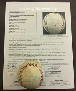 1976 American League Champion New York Yankees Team,Auto Baseball JSA LOA CM55 - Picture 1 of 7