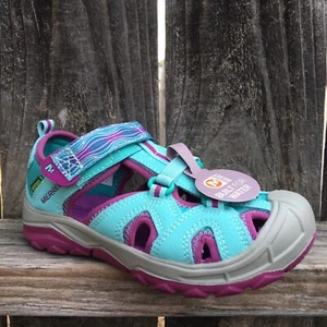 Merrell Kids Girl Hydro Sandal Leather Turquoise Purple - Picture 1 of 12