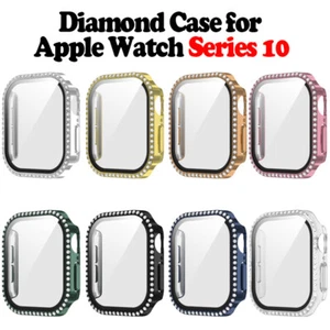Bling Diamond Case + Tempered Glass For Apple Watch Series 10 42mm/46mm Cover - Picture 1 of 18