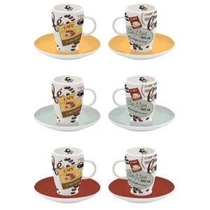 French Country Kitchen Coffee Time Espresso Mugs Cups Set of 6 - Picture 1 of 1