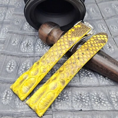 Correa de reloj de cuero exótico de 20 mm/16 mm diseño minimalista vintage Foto 1 de 4