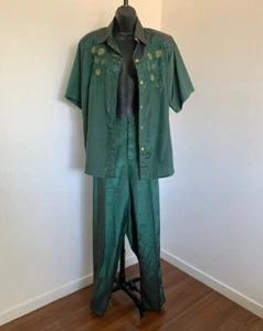 RAAM Original Vintage Green/Purple Pants-Blouse Matching Set Size L - Picture 1 of 8