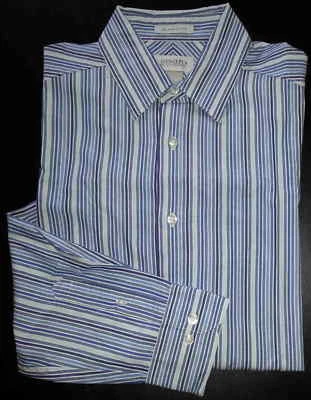 Concepts by Claiborne White Navy Blue Striped L/S L Button-Front Shirt s3741 - Image 1 of 4