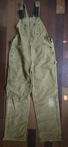 Carhartt Latzhose Herren 38×34 braun isoliert Double Knee Carpenter - Bild 1 von 11