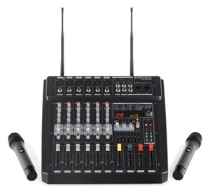 B-WARE DJ PA 6-Kanal Power Mixer Mischpult Verstärker Funk Mikrofon 760W Effekte - Bild 1 von 10