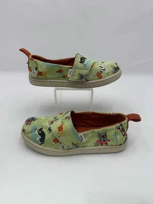 TOMS Slip On Dog Print Casual Shoes Lime Green 10018665 Toddler Kids Size T 11 - Image 1 of 4