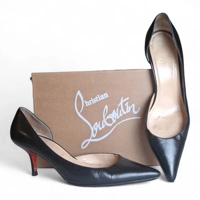 Christian Louboutin años sesenta 70 negro niño punta zapatos de salón 38 EE. UU. 8 Foto 1 de 4