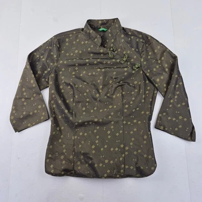 COLORES UNIDOS DE BENETTON Blusa Pequeña 8 10 Verde Mujer Oriental Tradicional - Imagen 1 de 4