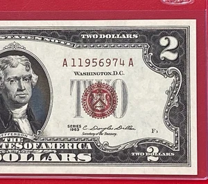 1963 $2 Dollar Bill Legal Tender Red Seal Uncirculated - Picture 1 of 3