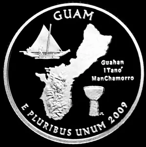 2009 S  Guam Mint Silver Proof Quarter ~ Original U.S. Coin from Proof Set - Picture 1 of 2