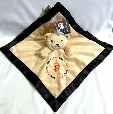 Manta de oso de seguridad para bebés de los Gigantes de San Francisco con licencia MLB 13X13 seda negra Foto 1 de 4