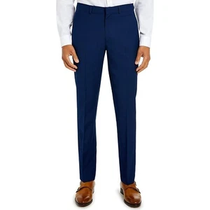 NEW Kenneth Cole Reaction Men's Flat Front Trousers Navy 34/34 Dress Pants - Picture 1 of 8