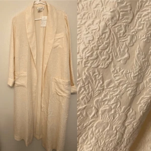 Blush Champagne Jacquard 100% Embossed texture Pattern Design long bathrobe M - Picture 1 of 10