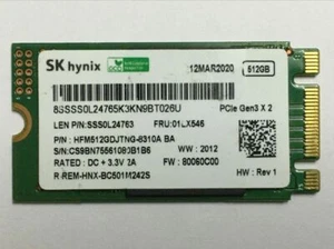 SKHynix 512 GB 256 GB PCIe Gen3 x 2 M.2 2242 NVMe SSD HFM512GDHTNG-8310A BA SSD - Imagen 1 de 25