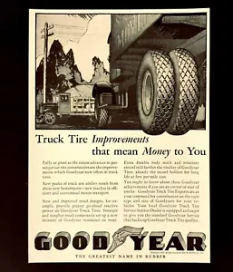 Pubblicità pneumatici camion Goodyear 1929 denaro medio stampa commerciale vintage annuncio - Foto 1 di 1