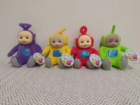 Vintage Teletubbies 1998 Eden Bean Bags Plush Po Laa Laa Dipsy & Tinky Winky NWT Cover