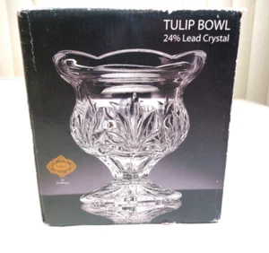 crystal Footed Tulip Bowl 5.0" dia 5.5" tall Shannon by Godinger in original box - Picture 1 of 18