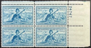 U.S. Scott #1017, Plate Block of 4, National Guard Issue, Very Fine, MNH - Picture 1 of 2