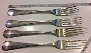 4 Antique Sterling Silver Forks Hallmark 8" 241 GRAMS ENGLAND FRANCE DUTCH - Picture 1 of 13