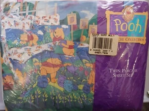 NEW Winnie Pooh's 100 Acre Collection "Pooh's Garden" Twin Perscale Sheet Set - Picture 1 of 16