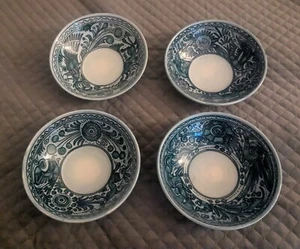 Felix Tissot Taxco Salad Plates/Bowls Mexico Folk Blue Fantasia 6.75" Set Of 4 - Picture 1 of 16