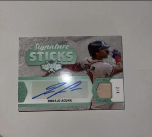 Ronald Acuna Jr. 2022 Blattholzstäbchen Fledermaus Relikt AUTO grün # 2/4 Braves - Bild 1 von 3