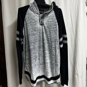 XXX RUDE Grey & Black Distressed Pullover Raglan Langarmshirt Size Medium - Bild 1 von 12