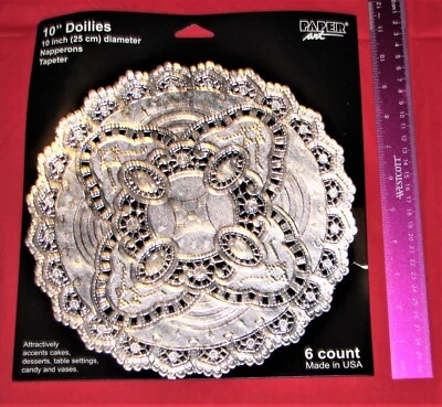 10 Inch Round Paper Silver Lace Doilies #153009, 6/pk, Disposable doilies, paper - Image 1 of 4