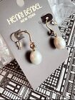 Henri Bendel Classic Signature White Pearls Drop Earrings. Gold Color New.  ????
