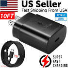25w Super Fast Charger Type USB-C 10FT Cable For Samsung Galaxy S23 S22 S21 S20