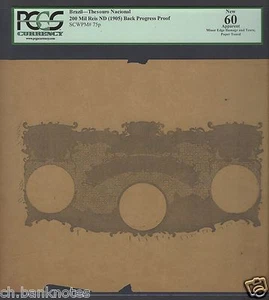 Brazil 200 Mil Reis ND (1905) P75p Back Progress Proof Uncirculated  - Picture 1 of 2