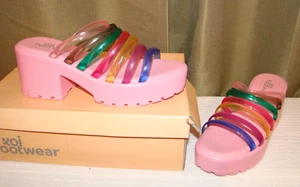 Koi Footwear Pink/ Multi Strappy Sliders Sandals UK size 4/37, US size 6 - Picture 1 of 8