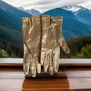 Vintage 50s Kay Fuchs Tan Stretch Stain Opera Gloves Western Germany S - Picture 1 of 9