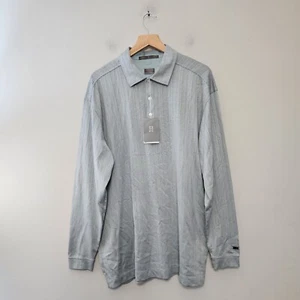 Vintage Nike Tiger Woods Polo Shirt Mens Large Golf Blue Deadstock Long Sleeve - Picture 1 of 13
