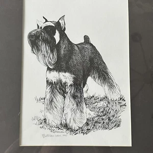 Signed Art Lithograph Print Schnauzer Dog New Sealed Van Loan Studio 1990 - Picture 1 of 7