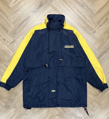 Reebok Athletic Dept Retro Full Zip Navy Blue And Yellow Longline Coat Men’s L - Image 1 of 4