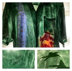 Sloop Jones VTG USA Painted Signed Camp Shirt Tribal Tropical Multicolor XL - Picture 1 of 18