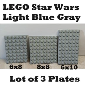 LEGO Star Wars Plates Baseplate Set Lot of 3 6x8 8x8 6x10 Light Bluish Gray Base - Picture 1 of 1