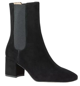 NEW ANN TAYLOR BLACK BLOCK HEEL SUEDE CHELSEA BOOTIES BOOTS SIZE 6.5 - Picture 1 of 3